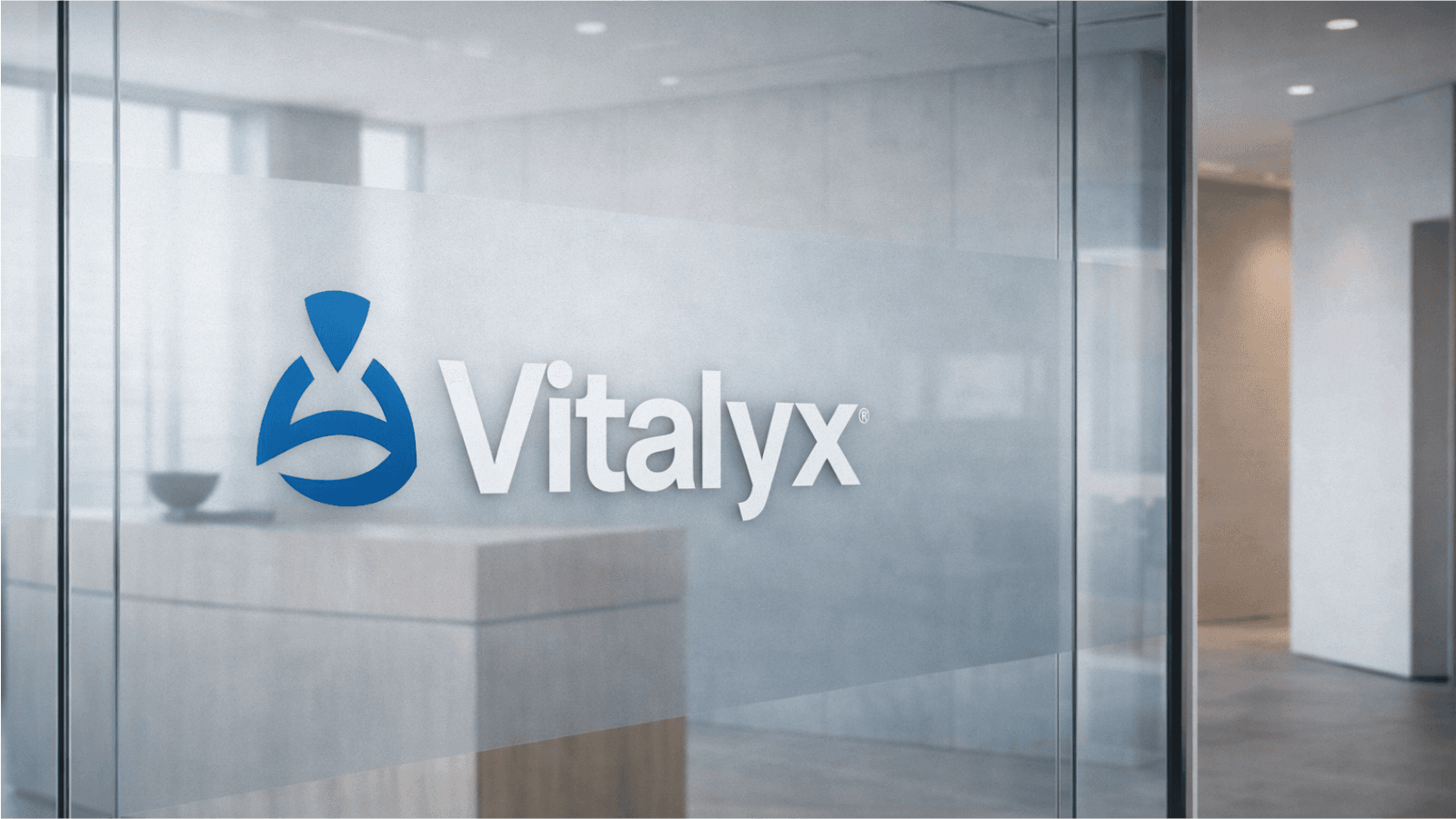VITALYX glass wall signage mockup